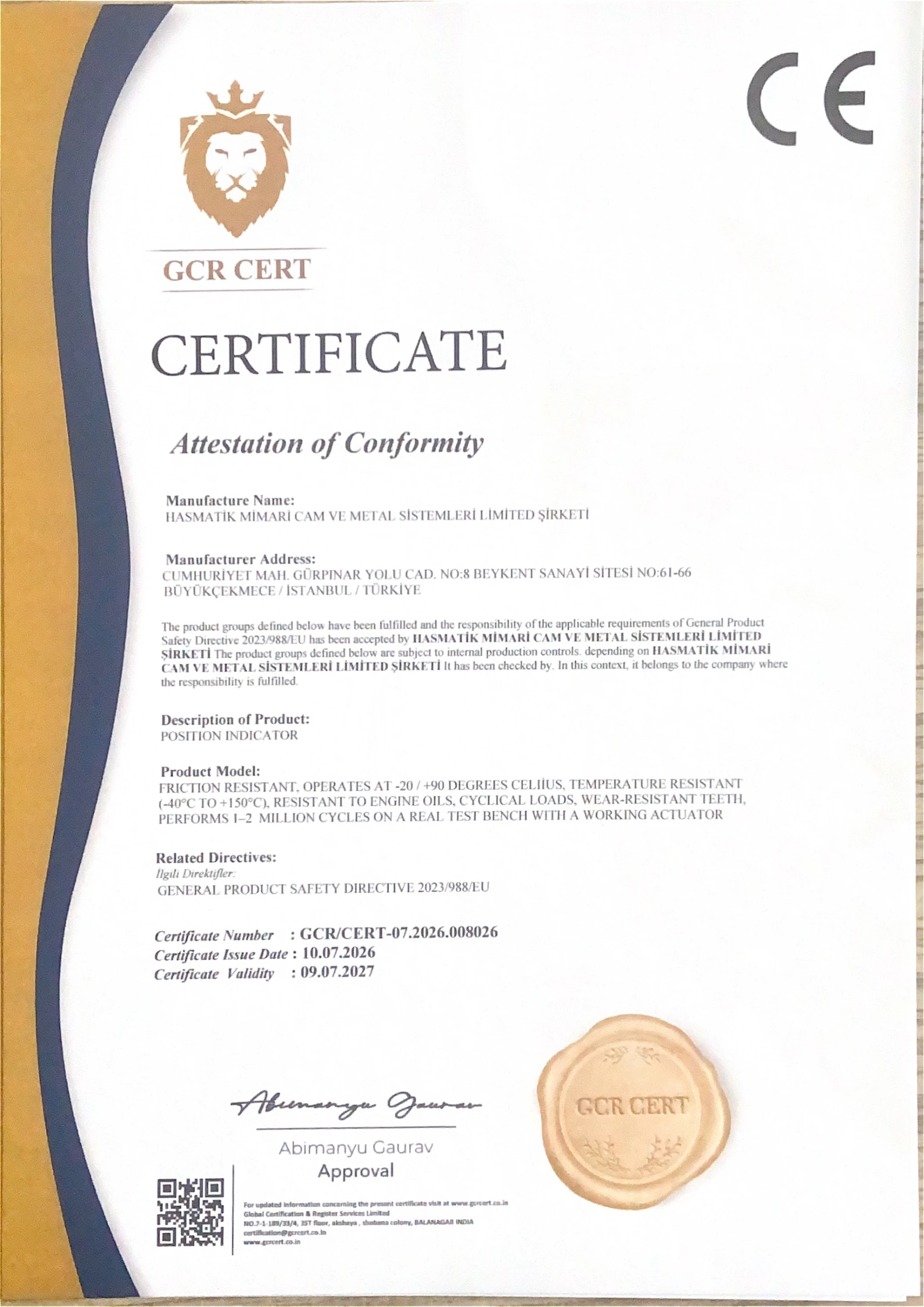 Position Indicator — GCR CERT